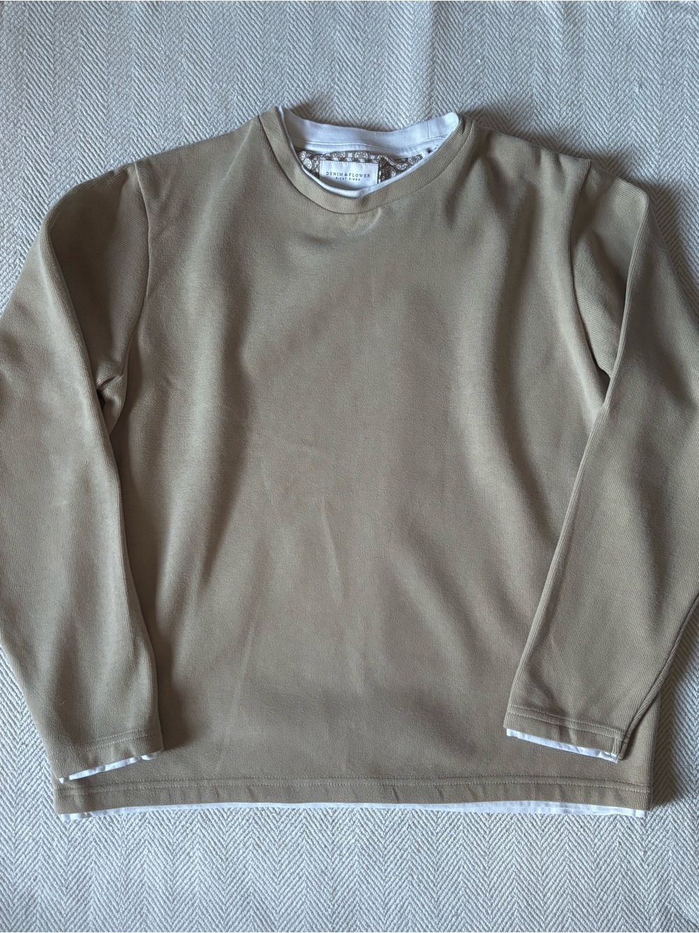 Denim & Flower Men's Crewneck Sweater in Tan